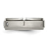 Chisel Titanium Polished 1/5 Carat Diamond Ridged Edge 7mm Band