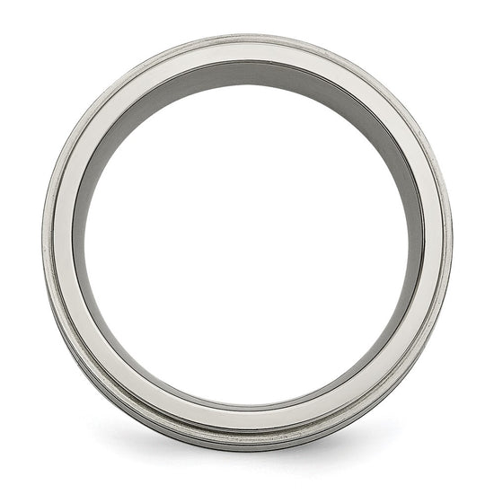 Chisel Titanium Brushed Polished and Enameled 1/2 Carat Diamond 9mm Band
