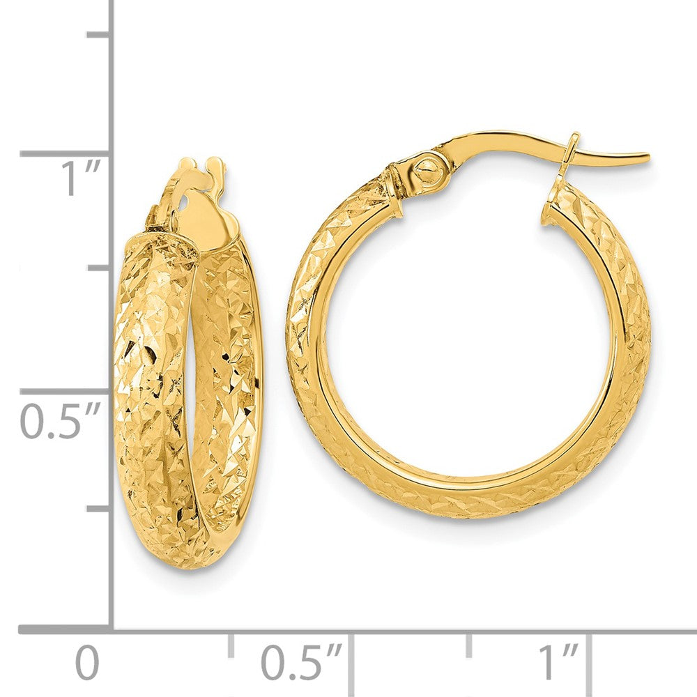 Gold Diamond-cut In & Out Hoop Earrings