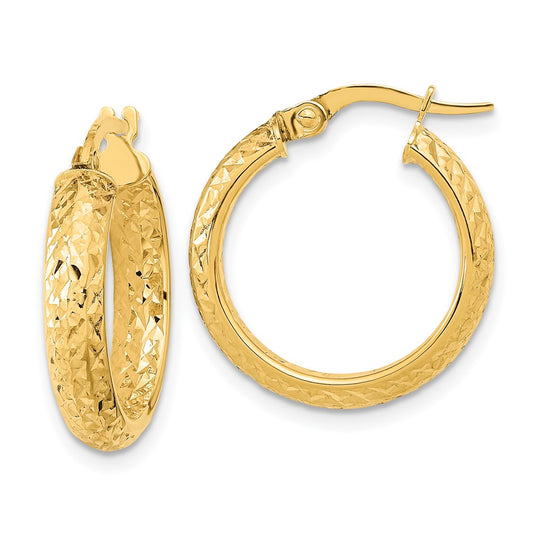 Gold Diamond-cut In & Out Hoop Earrings