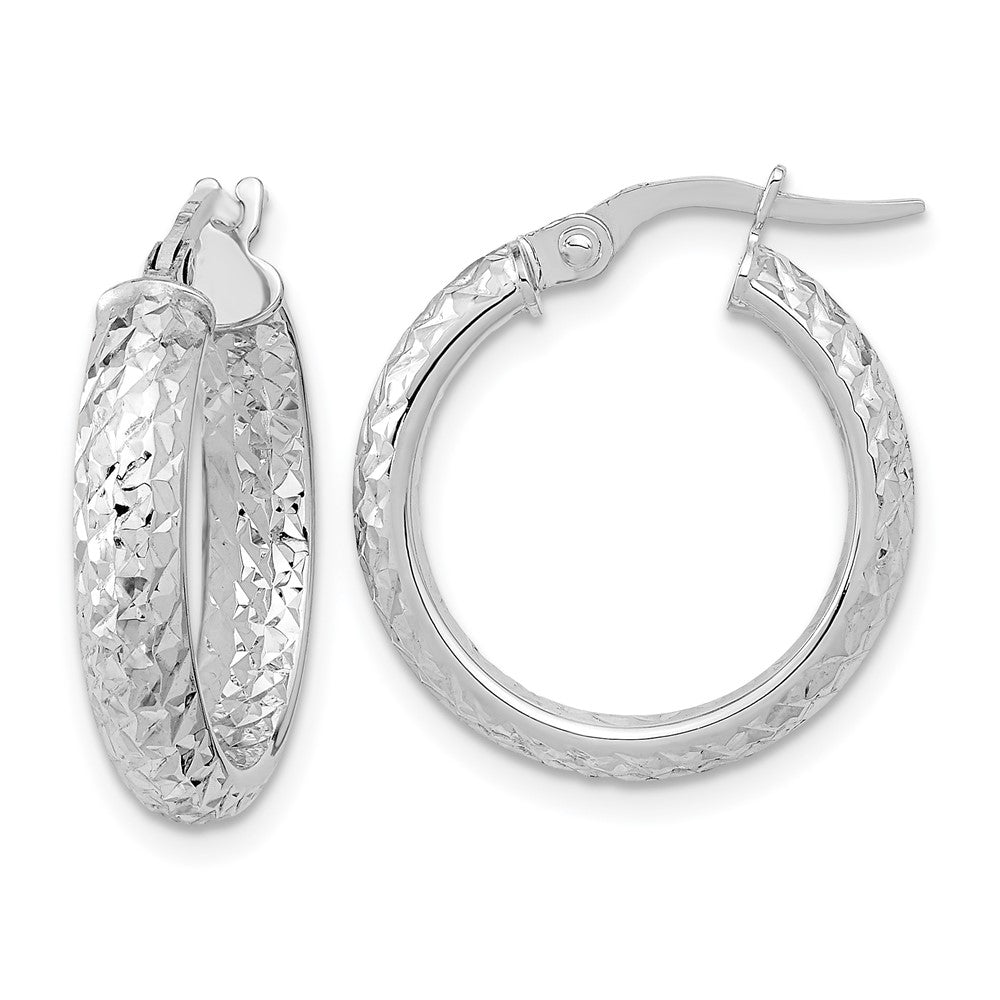 Gold Diamond-cut In & Out Hoop Earrings