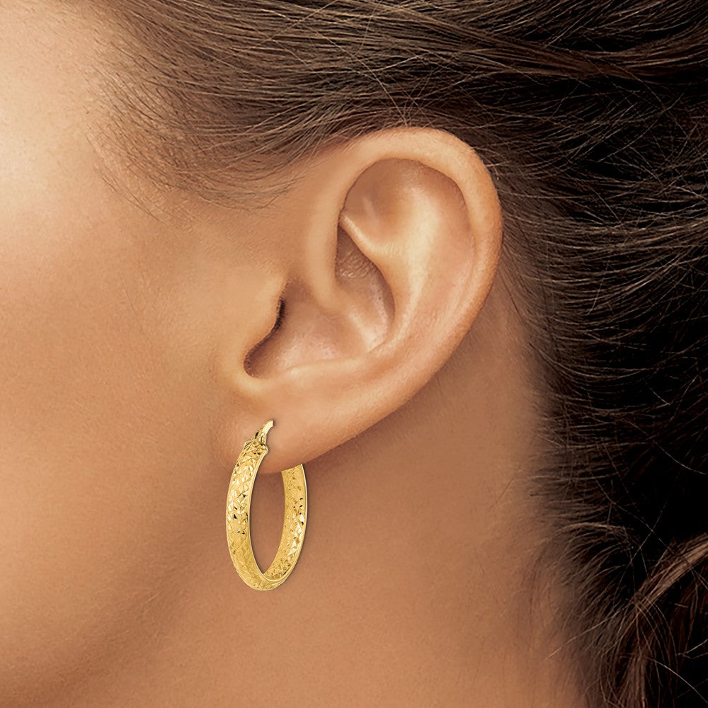 Gold Diamond-cut In & Out Hoop Earrings