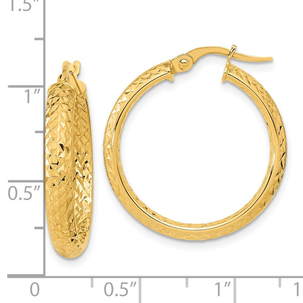 Gold Diamond-cut In & Out Hoop Earrings