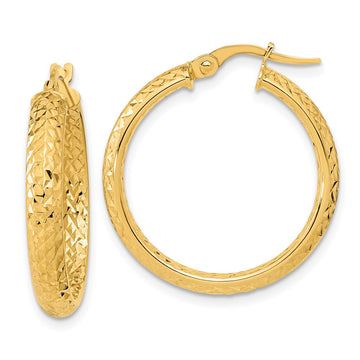 Gold Diamond-cut In & Out Hoop Earrings