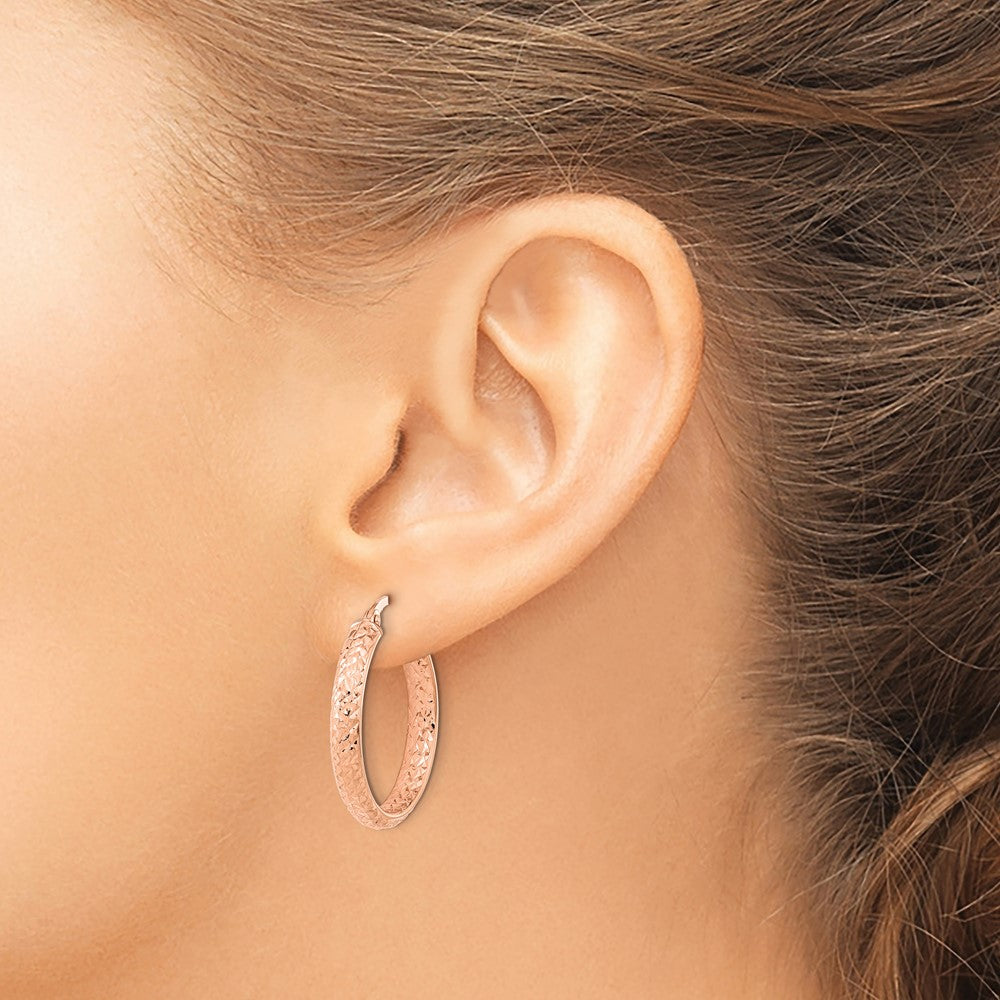 Gold Diamond-cut In & Out Hoop Earrings