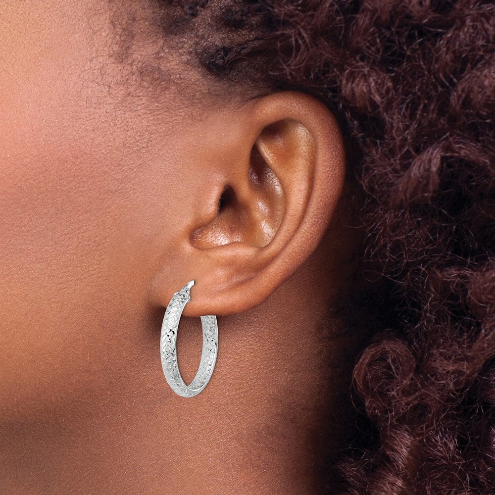 Gold Diamond-cut In & Out Hoop Earrings