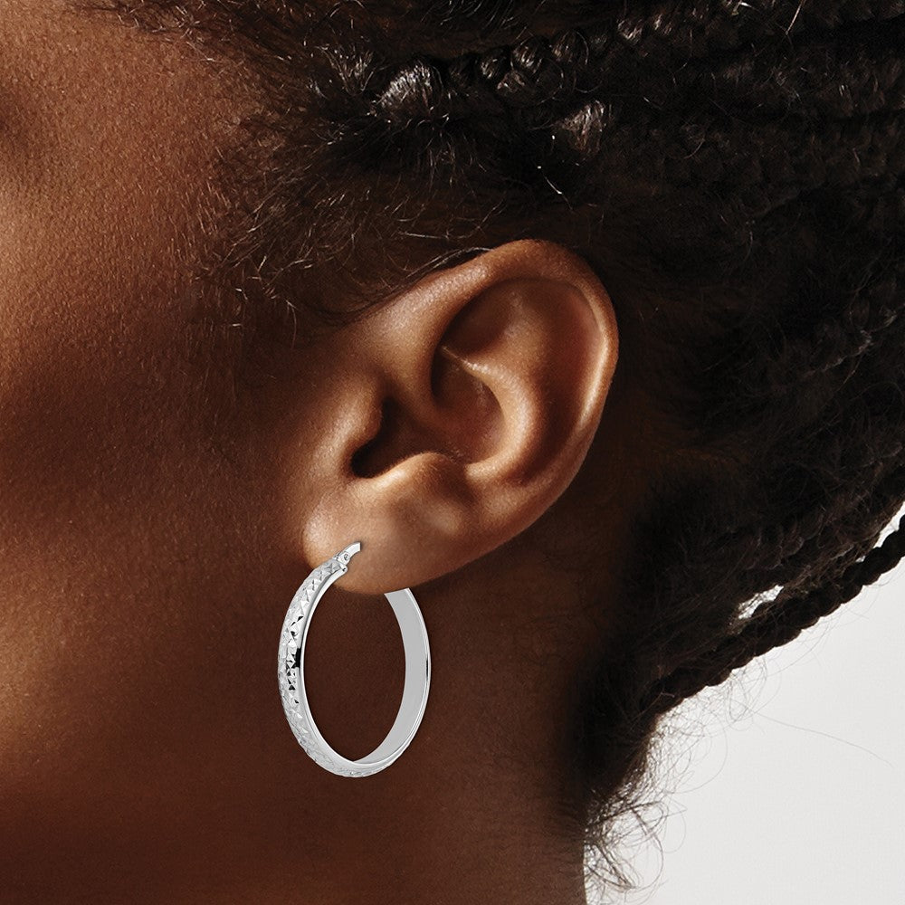 4mm Gold Diamond-cut Hoop Earrings