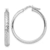 14K White Gold 4x30mm Diamond-cut Tube Hoop Earrings