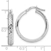 14K White Gold 4x24mm Diamond-cut Tube Hoop Earrings