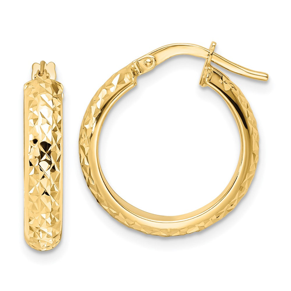Gold Diamond-cut In & Out Hoop Earrings