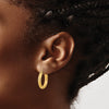 14K Polished and Textured D/C Fancy Pattern Hoop Earrings
