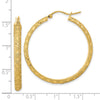 14K Polished and Brushed Diamond-cut Fancy Hoop Earrings