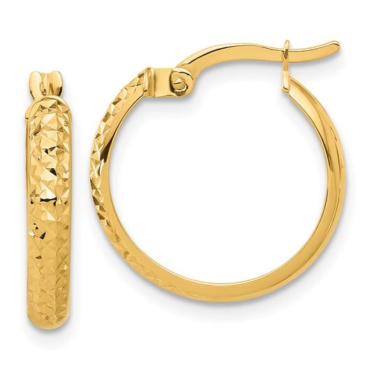 3mm Gikd Diamond-cut Hoop Earrings