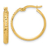14K 3x22mm Polished and Diamond-cut Hoop Earrings
