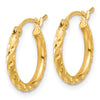 14k 2.00x15mm Polished and Satin Diamond-cut Twist Tube Hoop Earrings