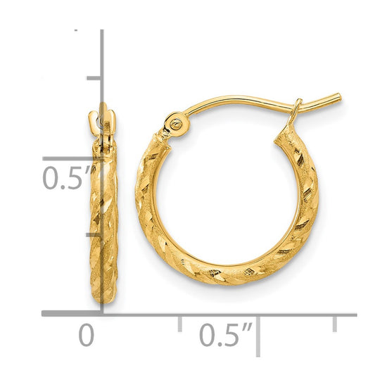 Gold Satin and Diamond-cut Hoop Earrings