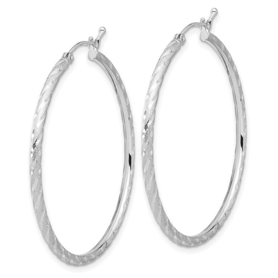 Gold Satin and Diamond-cut Hoop Earrings