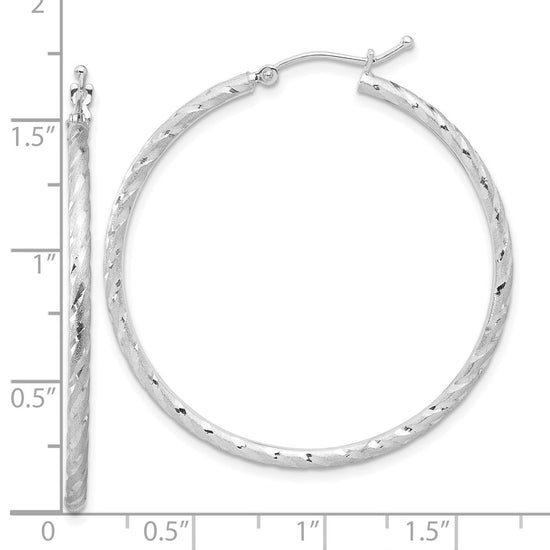 Gold Satin and Diamond-cut Hoop Earrings