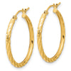 14k 2.00x25mm Polished and Satin Diamond-cut Twist Tube Hoop Earrings