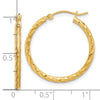 14k 2.00x25mm Polished and Satin Diamond-cut Twist Tube Hoop Earrings