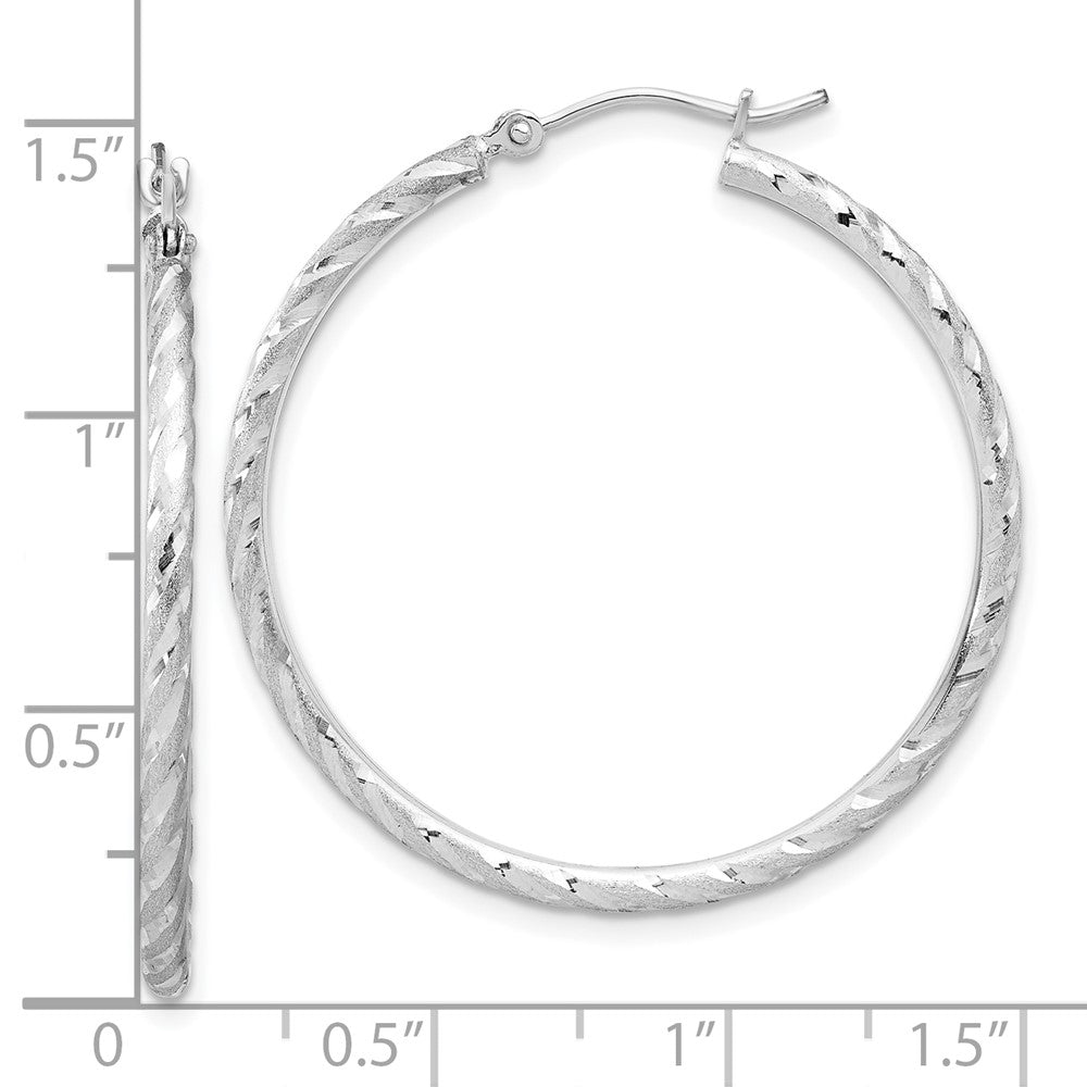 Gold Satin and Diamond-cut Hoop Earrings