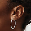 14k White Gold 2.00x30mm Polished and Satin Diamond-cut Twist Tube Hoop Earrings