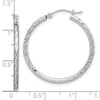 14k White Gold 2.00x30mm Polished and Satin Diamond-cut Twist Tube Hoop Earrings
