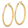 14k 2.00x35mm Polished and Satin Diamond-cut Twist Tube Hoop Earrings