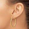 14k 2.00x35mm Polished and Satin Diamond-cut Twist Tube Hoop Earrings