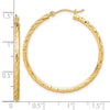 14k 2.00x35mm Polished and Satin Diamond-cut Twist Tube Hoop Earrings