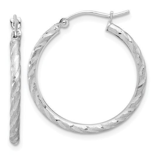Gold Satin and Diamond-cut Hoop Earrings