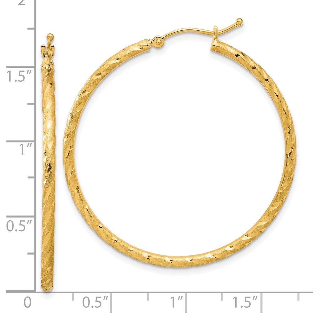 Gold Satin and Diamond-cut Hoop Earrings