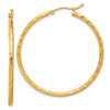 14k 2.00x40mm Polished and Satin Diamond-cut Twist Tube Hoop Earrings