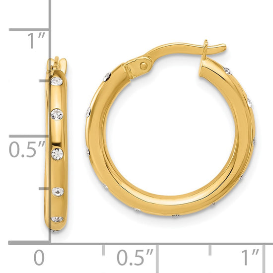 14K Polished CZ Hoop Earrings