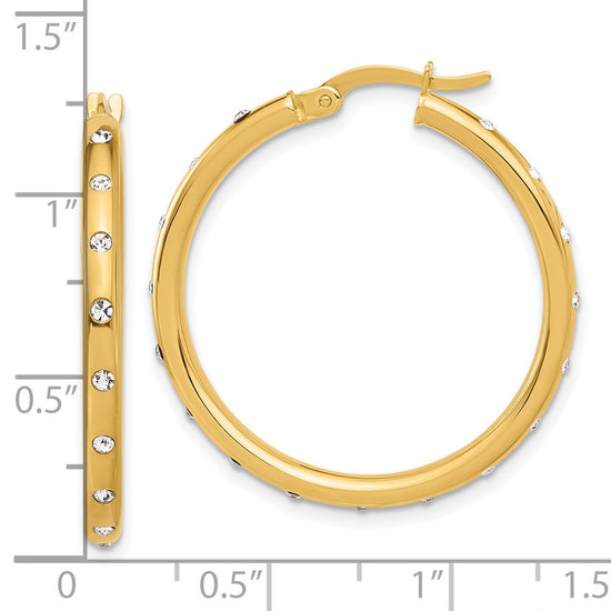 14K Polished CZ Hoop Earrings