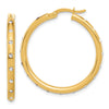 14K Polished CZ Hoop Earrings