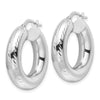14k White Gold Polished D/C 6mm Hollow Round Hoop Earrings