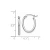 14k White Gold 2x19mm Polished Oval Tube Hoop Earrings