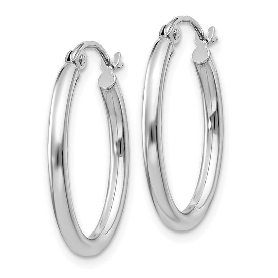 2mm Gold Round Tube Oval Hoop Earrings