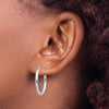 14k White Gold 2x24mm Polished Oval Tube Hoop Earrings