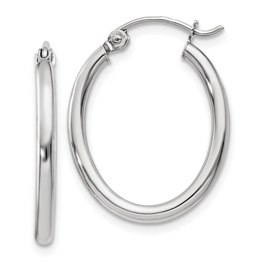 2mm Gold Round Tube Oval Hoop Earrings