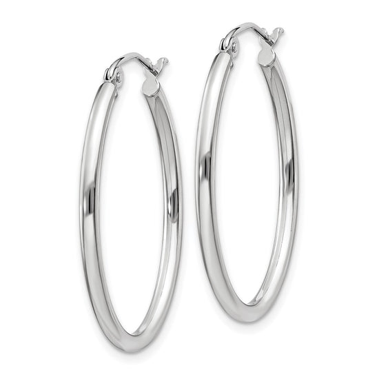 2mm Gold Round Tube Oval Hoop Earrings