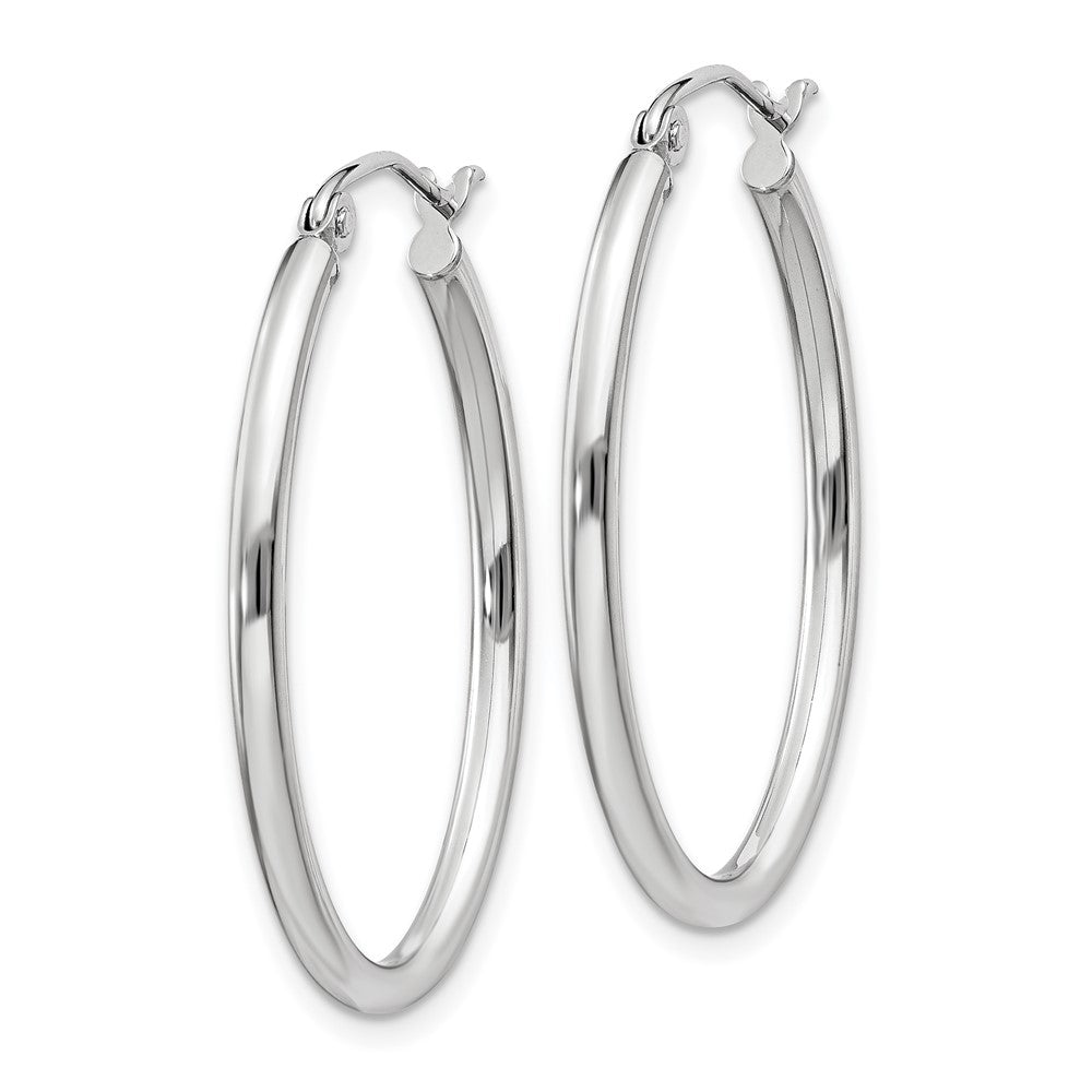 2mm Gold Round Tube Oval Hoop Earrings