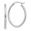 2mm Gold Round Tube Oval Hoop Earrings