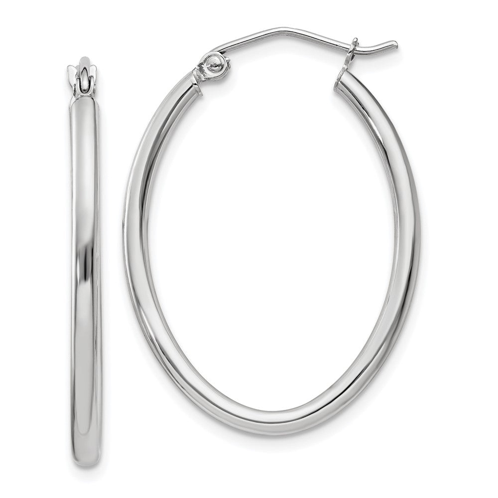 2mm Gold Round Tube Oval Hoop Earrings