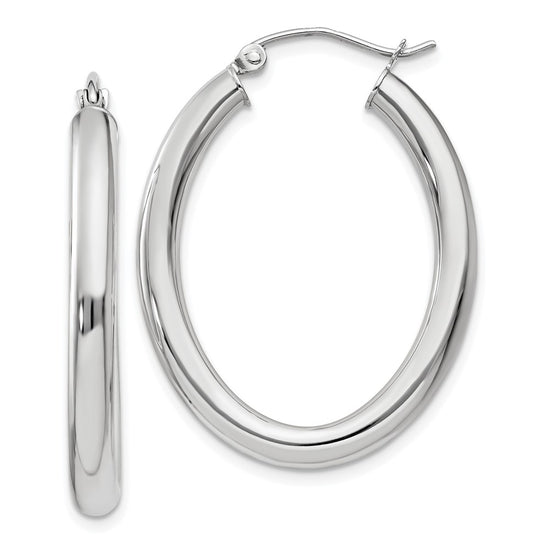 3.5mm Gold Oval Tube Hoop Earrings