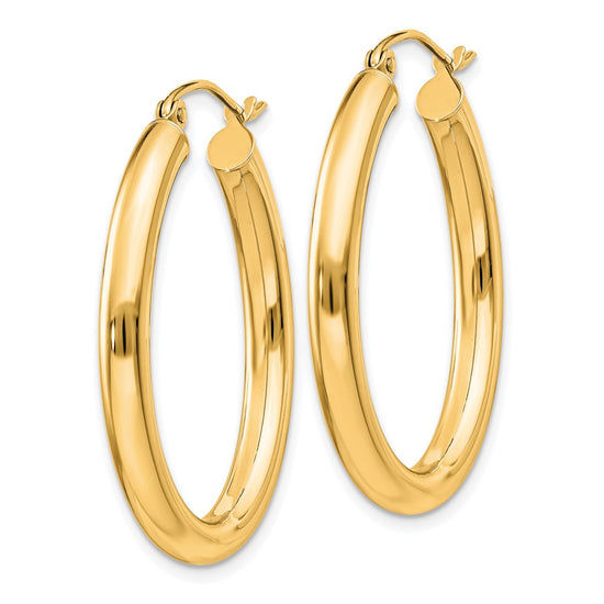 3.5mm Gold Oval Tube Hoop Earrings