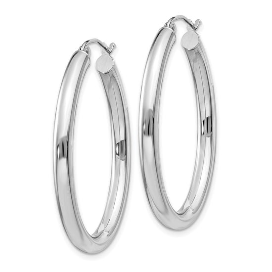 3.5mm Gold Oval Tube Hoop Earrings