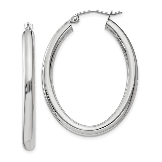 3.5mm Gold Oval Tube Hoop Earrings