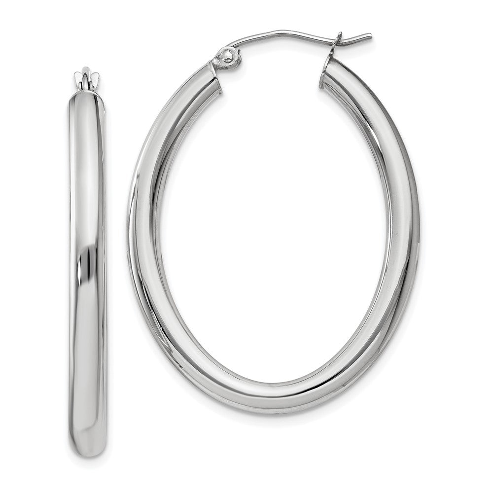 3.5mm Gold Oval Tube Hoop Earrings